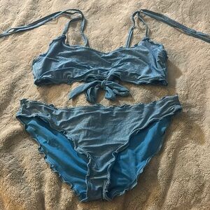 No Boundaries Sparkly Blue Bikini Set
